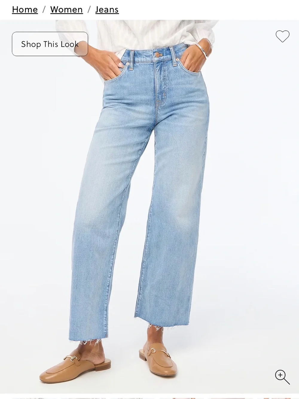 J. Crew Light Blue Wide-Leg Cropped Jeans